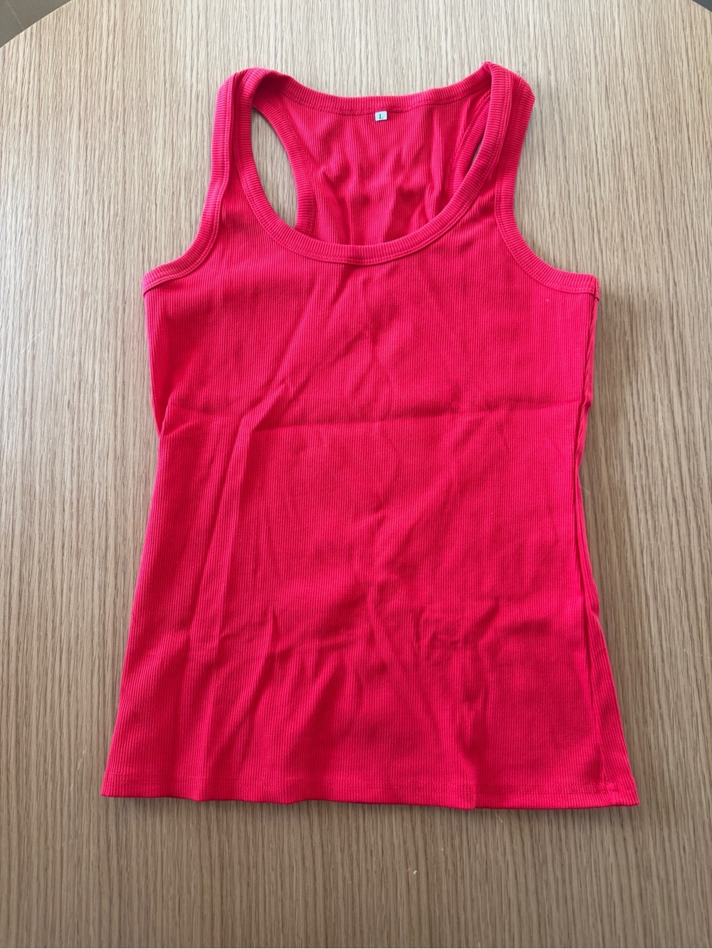Women’s Red Ribbed Racerback Tank Top